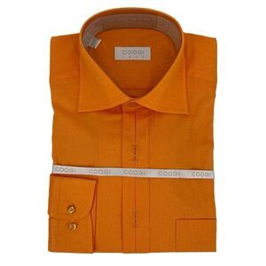 Coogi Luxe 100% Cotton Long Sleeve Button Up Dress Shirt Men M/40 15 Orange NEW